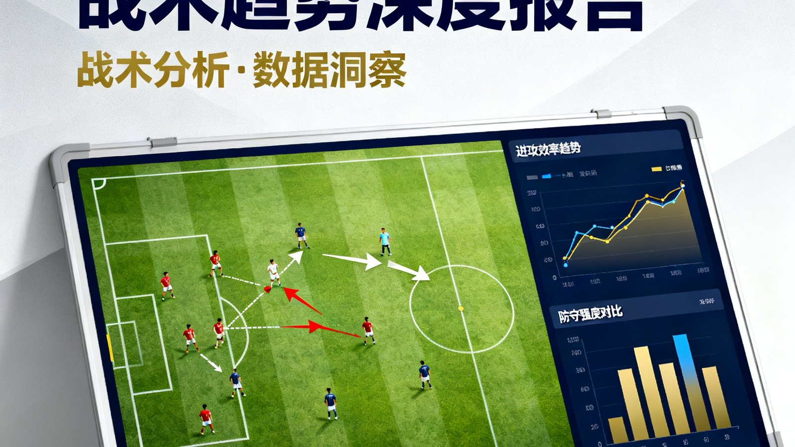 2024-25赛季欧冠战术趋势深度报告的封面图，展示了一个足球战术板与数据图表融合的设计